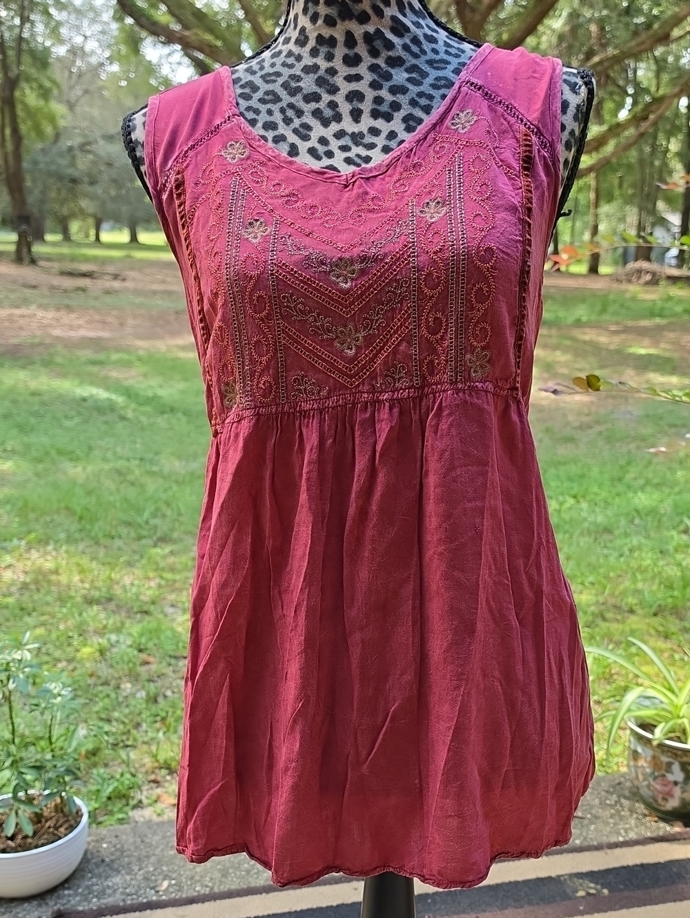 One World Rose-Pink Embroidered Sleeveless Tunic Tank